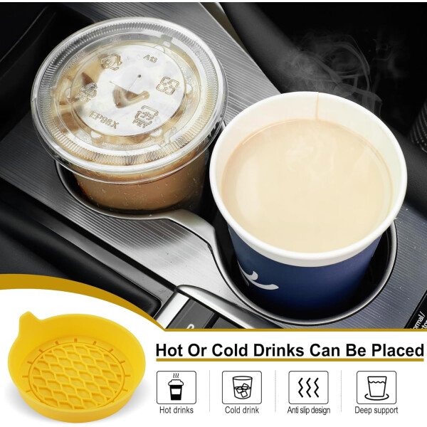 SINGARO Portavasos para automóvil, inserto de portavasos de silicona, portavasos antideslizantes universales, accesorios para el interior del automóvil para mujeres y hombres, juego de 4 unidades, - Imagen 11