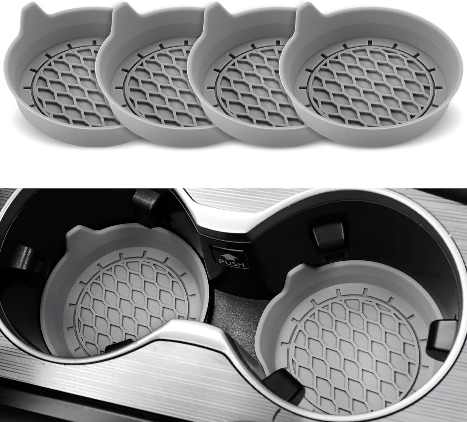 SINGARO Portavasos para automóvil, inserto de portavasos de silicona, portavasos antideslizantes universales, accesorios para el interior del automóvil para mujeres y hombres, juego de 4 unidades, - Imagen 13