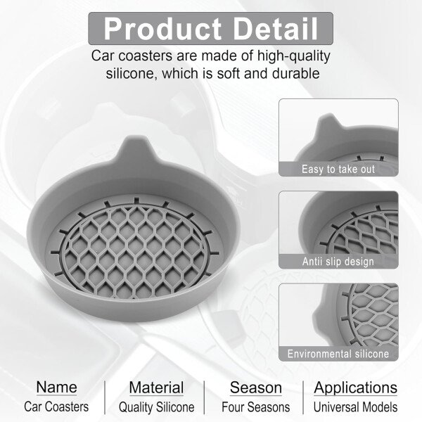 SINGARO Portavasos para automóvil, inserto de portavasos de silicona, portavasos antideslizantes universales, accesorios para el interior del automóvil para mujeres y hombres, juego de 4 unidades, - Imagen 15