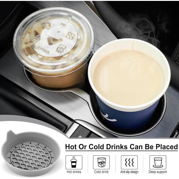 SINGARO Portavasos para automóvil, inserto de portavasos de silicona, portavasos antideslizantes universales, accesorios para el interior del automóvil para mujeres y hombres, juego de 4 unidades, - Imagen 17