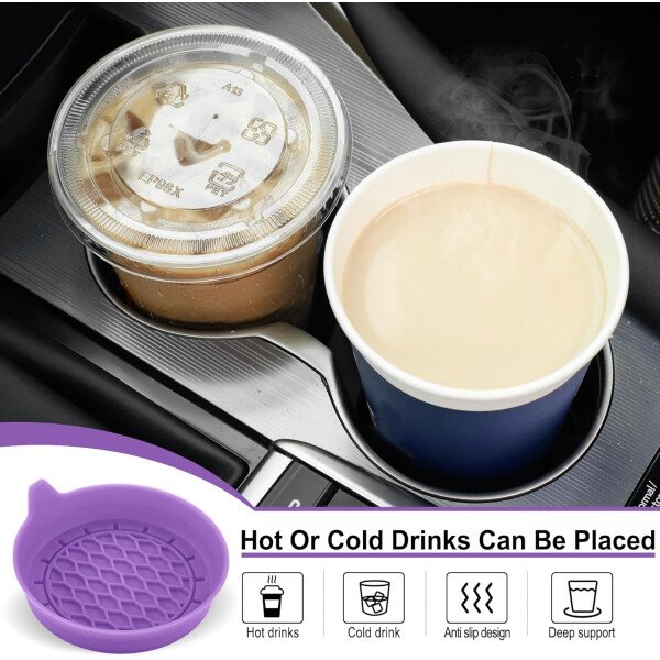 SINGARO Portavasos para automóvil, inserto de portavasos de silicona, portavasos antideslizantes universales, accesorios para el interior del automóvil para mujeres y hombres, juego de 4 unidades, - Imagen 21