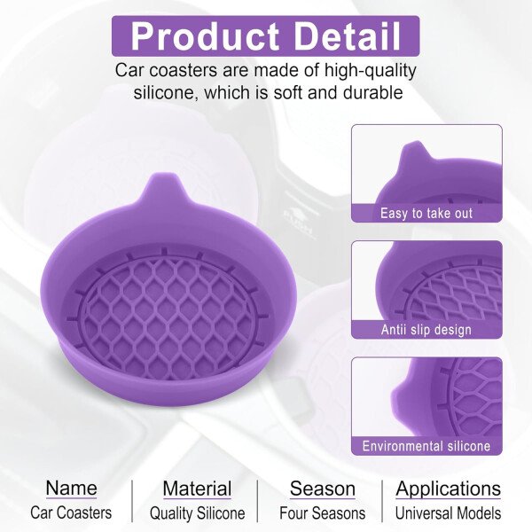 SINGARO Portavasos para automóvil, inserto de portavasos de silicona, portavasos antideslizantes universales, accesorios para el interior del automóvil para mujeres y hombres, juego de 4 unidades, - Imagen 22