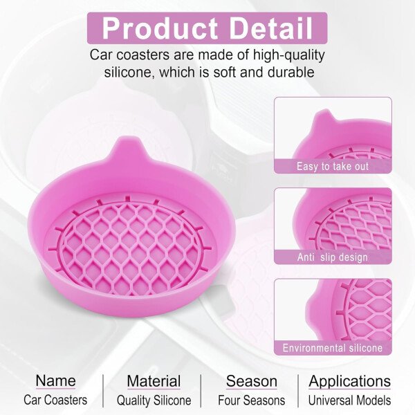 SINGARO Portavasos para automóvil, inserto de portavasos de silicona, portavasos antideslizantes universales, accesorios para el interior del automóvil para mujeres y hombres, juego de 4 unidades, - Imagen 33