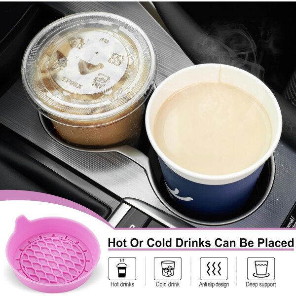 SINGARO Portavasos para automóvil, inserto de portavasos de silicona, portavasos antideslizantes universales, accesorios para el interior del automóvil para mujeres y hombres, juego de 4 unidades, - Imagen 35