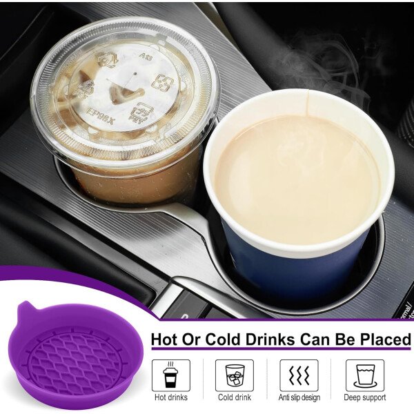 SINGARO Portavasos para automóvil, inserto de portavasos de silicona, portavasos antideslizantes universales, accesorios para el interior del automóvil para mujeres y hombres, juego de 4 unidades, - Imagen 41