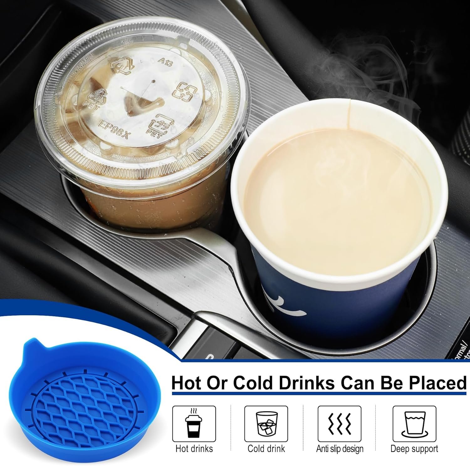 SINGARO Portavasos para automóvil, inserto de portavasos de silicona, portavasos antideslizantes universales, accesorios para el interior del automóvil para mujeres y hombres, juego de 4 unidades, - Imagen 47