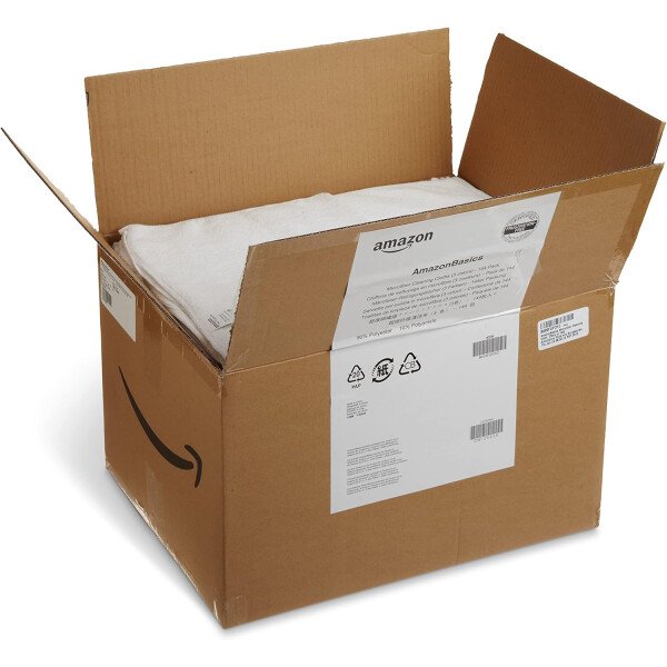 Amazon Basics Paños de limpieza de microfibra, no abrasivos, reutilizables y lavables, paquete de 24, azul/blanco/amarillo, 16 x 12 pulgadas - Image 7
