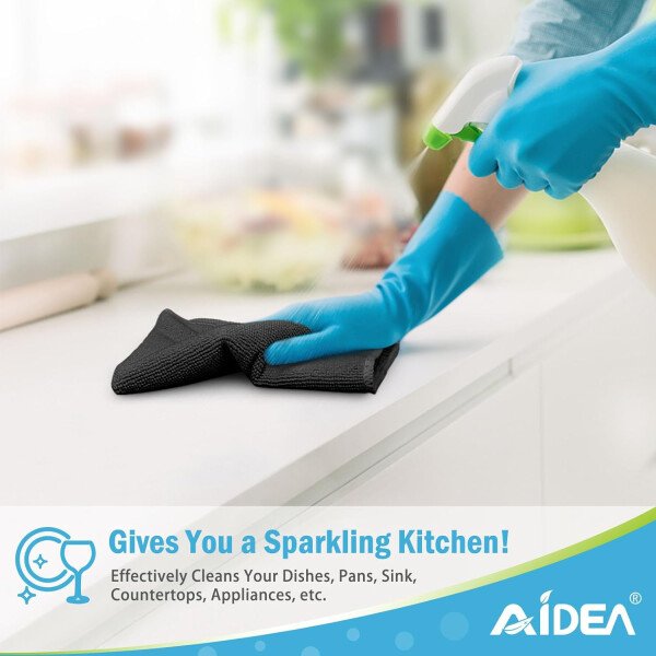 AIDEA Paño de limpieza de microfibra, 100 unidades, toallas de microfibra suave para automóviles, trapos de limpieza absorbentes, paños de lavado sin pelusa para casa, cocina, ventana (12 x 12 - Imagen 6