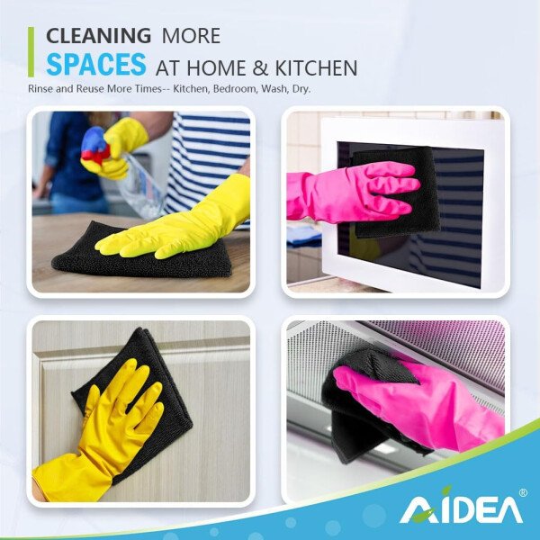 AIDEA Paño de limpieza de microfibra, 100 unidades, toallas de microfibra suave para automóviles, trapos de limpieza absorbentes, paños de lavado sin pelusa para casa, cocina, ventana (12 x 12 - Imagen 8