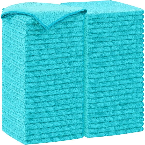 AIDEA Paño de limpieza de microfibra, 100 unidades, toallas de microfibra suave para automóviles, trapos de limpieza absorbentes, paños de lavado sin pelusa para casa, cocina, ventana (12 x 12 - Imagen 10
