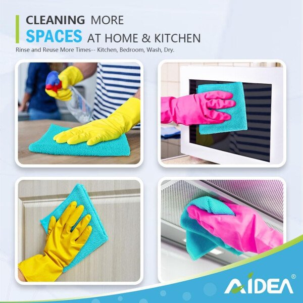 AIDEA Paño de limpieza de microfibra, 100 unidades, toallas de microfibra suave para automóviles, trapos de limpieza absorbentes, paños de lavado sin pelusa para casa, cocina, ventana (12 x 12 - Imagen 15