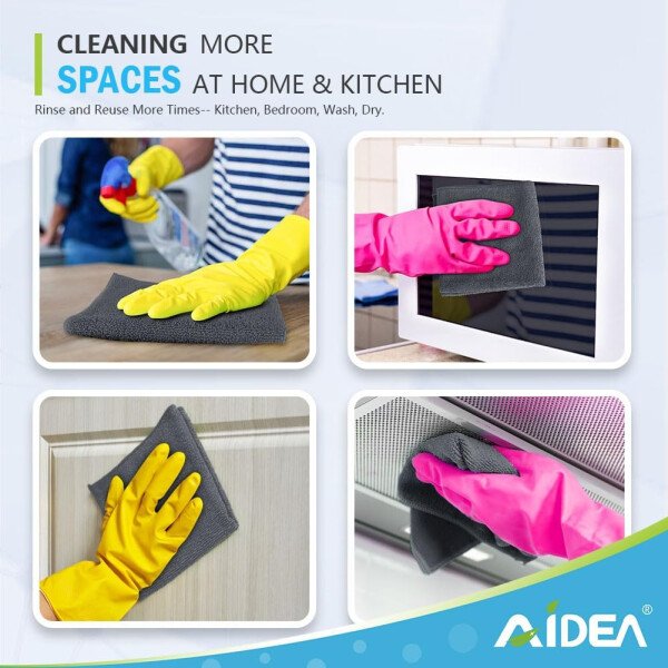 AIDEA Paño de limpieza de microfibra, 100 unidades, toallas de microfibra suave para automóviles, trapos de limpieza absorbentes, paños de lavado sin pelusa para casa, cocina, ventana (12 x 12 - Imagen 22
