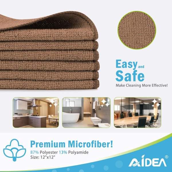 AIDEA Paño de limpieza de microfibra, 100 unidades, toallas de microfibra suave para automóviles, trapos de limpieza absorbentes, paños de lavado sin pelusa para casa, cocina, ventana (12 x 12 - Imagen 25