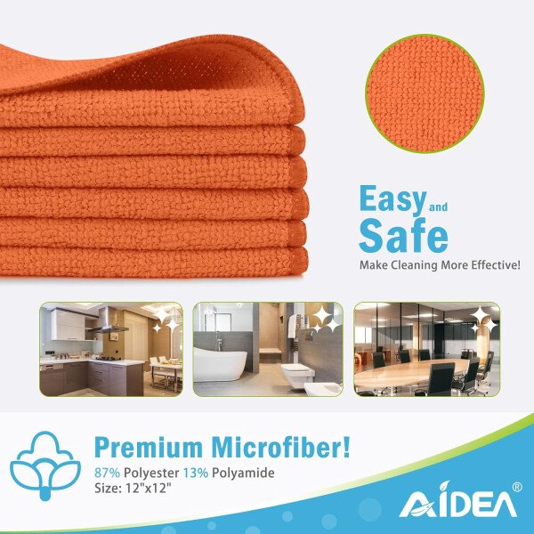 AIDEA Paño de limpieza de microfibra, 100 unidades, toallas de microfibra suave para automóviles, trapos de limpieza absorbentes, paños de lavado sin pelusa para casa, cocina, ventana (12 x 12 - Imagen 43