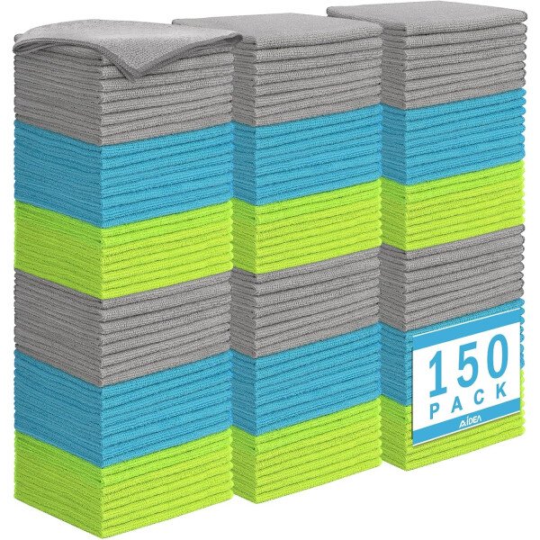 AIDEA Paño de limpieza de microfibra, 100 unidades, toallas de microfibra suave para automóviles, trapos de limpieza absorbentes, paños de lavado sin pelusa para casa, cocina, ventana (12 x 12 - Imagen 60