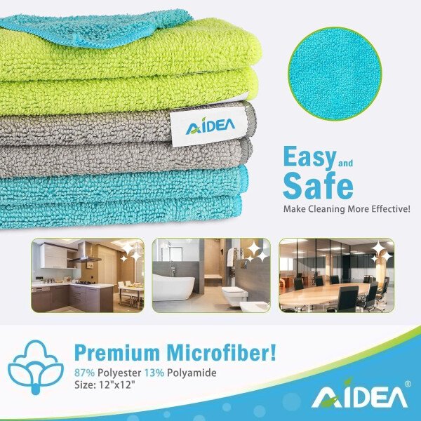 AIDEA Paño de limpieza de microfibra, 100 unidades, toallas de microfibra suave para automóviles, trapos de limpieza absorbentes, paños de lavado sin pelusa para casa, cocina, ventana (12 x 12 - Imagen 61