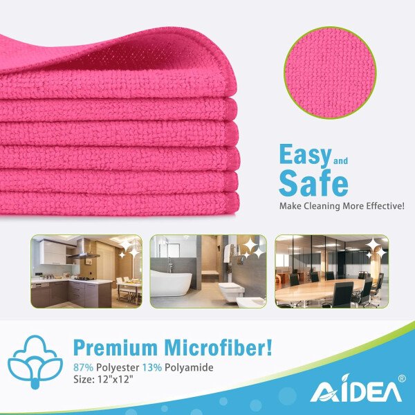 AIDEA Paño de limpieza de microfibra, 100 unidades, toallas de microfibra suave para automóviles, trapos de limpieza absorbentes, paños de lavado sin pelusa para casa, cocina, ventana (12 x 12 - Imagen 69