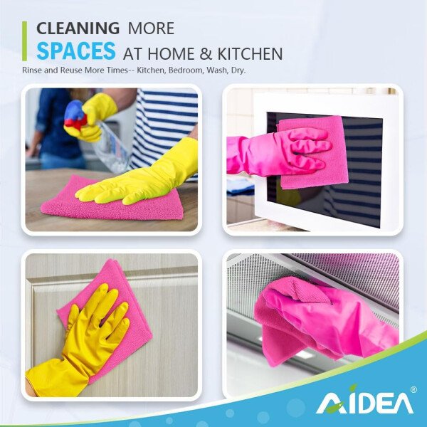 AIDEA Paño de limpieza de microfibra, 100 unidades, toallas de microfibra suave para automóviles, trapos de limpieza absorbentes, paños de lavado sin pelusa para casa, cocina, ventana (12 x 12 - Imagen 73