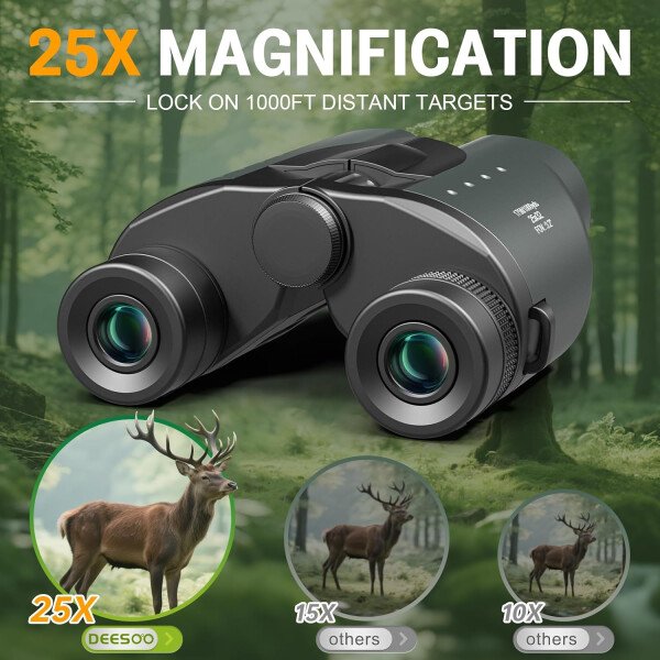 Binoculares compactos de 25 x 32 pulgadas para adultos y niños, binoculares de alta potencia, para observación de aves, ligeros, con tamaño pequeño para caza, viajes, deportes, senderismo - Image 2