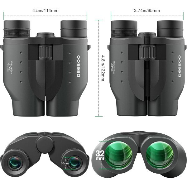 Binoculares compactos de 25 x 32 pulgadas para adultos y niños, binoculares de alta potencia, para observación de aves, ligeros, con tamaño pequeño para caza, viajes, deportes, senderismo - Image 8