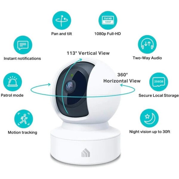 Kasa - Cámara de seguridad inteligente para interiores Pan/Tilt, cámara HD de 1080p, de 2,4 GHz con visión nocturna, detección de movimiento para el monitor del bebé y las mascotas, almacenamiento en la nube y en tarjetas SD, funciona con Alexa y Google Home (EC70) - Image 2