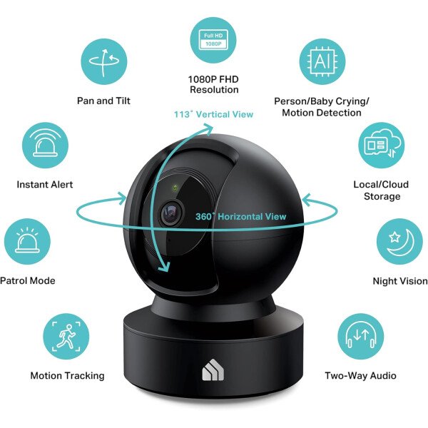 Kasa - Cámara de seguridad inteligente para interiores Pan/Tilt, cámara HD de 1080p, de 2,4 GHz con visión nocturna, detección de movimiento para el monitor del bebé y las mascotas, almacenamiento en la nube y en tarjetas SD, funciona con Alexa y Google Home (EC70) - Image 8