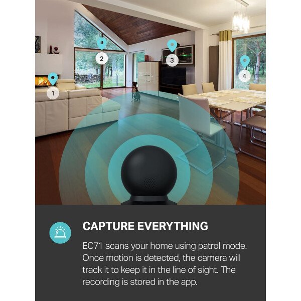 Kasa - Cámara de seguridad inteligente para interiores Pan/Tilt, cámara HD de 1080p, de 2,4 GHz con visión nocturna, detección de movimiento para el monitor del bebé y las mascotas, almacenamiento en la nube y en tarjetas SD, funciona con Alexa y Google Home (EC70) - Image 9