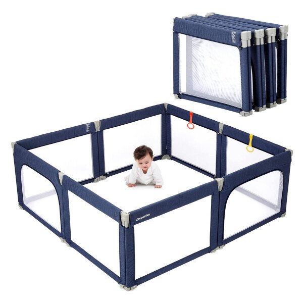 Doradotey - Corralito plegable para bebés de 1 a 3 años, tamaño y forma, recinto ajustable, 8 paneles, puerta desmontable de 79 x 71 pulgadas, gran patio para interiores, fácil de montar y limpiar