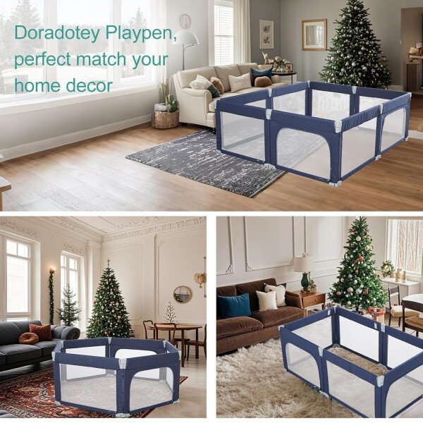 Doradotey - Corralito plegable para bebés de 1 a 3 años, tamaño y forma, recinto ajustable, 8 paneles, puerta desmontable de 79 x 71 pulgadas, gran patio para interiores, fácil de montar y limpiar - Imagen 2