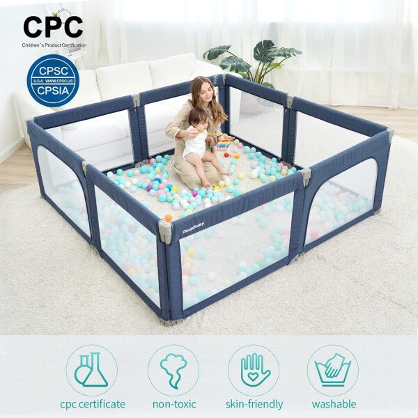 Doradotey - Corralito plegable para bebés de 1 a 3 años, tamaño y forma, recinto ajustable, 8 paneles, puerta desmontable de 79 x 71 pulgadas, gran patio para interiores, fácil de montar y limpiar - Imagen 5