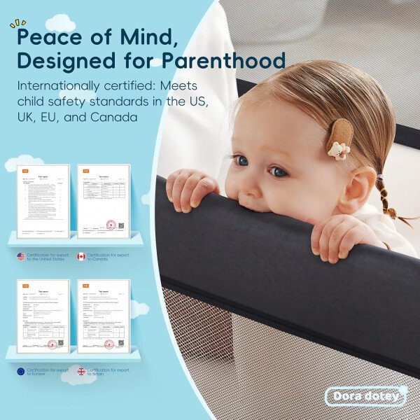 Doradotey - Corralito plegable para bebés de 1 a 3 años, tamaño y forma, recinto ajustable, 8 paneles, puerta desmontable de 79 x 71 pulgadas, gran patio para interiores, fácil de montar y limpiar - Imagen 11