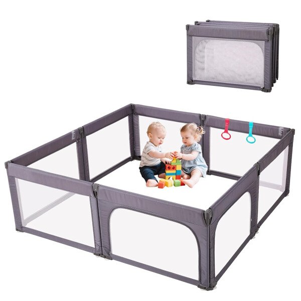 Doradotey - Corralito plegable para bebés de 1 a 3 años, tamaño y forma, recinto ajustable, 8 paneles, puerta desmontable de 79 x 71 pulgadas, gran patio para interiores, fácil de montar y limpiar - Imagen 12