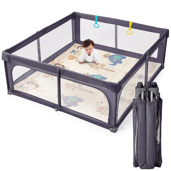 Doradotey - Corralito plegable para bebés de 1 a 3 años, tamaño y forma, recinto ajustable, 8 paneles, puerta desmontable de 79 x 71 pulgadas, gran patio para interiores, fácil de montar y limpiar - Imagen 18
