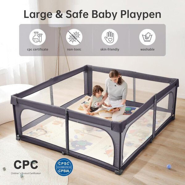 Doradotey - Corralito plegable para bebés de 1 a 3 años, tamaño y forma, recinto ajustable, 8 paneles, puerta desmontable de 79 x 71 pulgadas, gran patio para interiores, fácil de montar y limpiar - Imagen 20