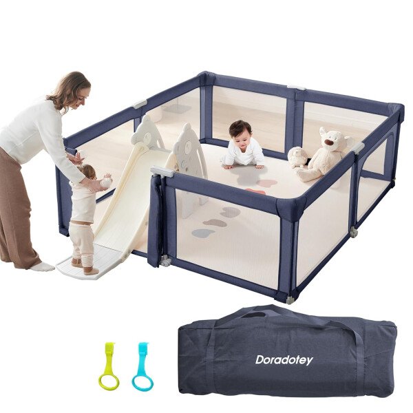 Doradotey - Corralito plegable para bebés de 1 a 3 años, tamaño y forma, recinto ajustable, 8 paneles, puerta desmontable de 79 x 71 pulgadas, gran patio para interiores, fácil de montar y limpiar - Imagen 36