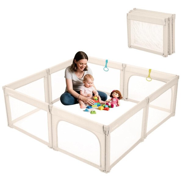 Doradotey - Corralito plegable para bebés de 1 a 3 años, tamaño y forma, recinto ajustable, 8 paneles, puerta desmontable de 79 x 71 pulgadas, gran patio para interiores, fácil de montar y limpiar - Imagen 51