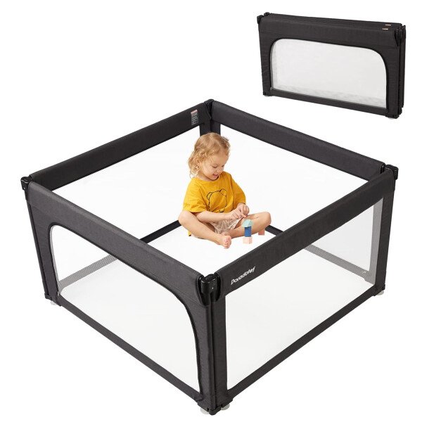 Doradotey - Corralito plegable para bebés de 1 a 3 años, tamaño y forma, recinto ajustable, 8 paneles, puerta desmontable de 79 x 71 pulgadas, gran patio para interiores, fácil de montar y limpiar - Imagen 57