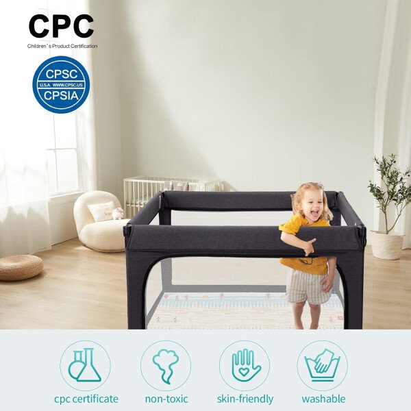 Doradotey - Corralito plegable para bebés de 1 a 3 años, tamaño y forma, recinto ajustable, 8 paneles, puerta desmontable de 79 x 71 pulgadas, gran patio para interiores, fácil de montar y limpiar - Imagen 58