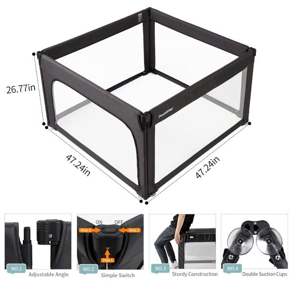 Doradotey - Corralito plegable para bebés de 1 a 3 años, tamaño y forma, recinto ajustable, 8 paneles, puerta desmontable de 79 x 71 pulgadas, gran patio para interiores, fácil de montar y limpiar - Imagen 61