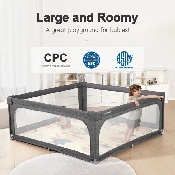 Doradotey - Corralito plegable para bebés de 1 a 3 años, tamaño y forma, recinto ajustable, 8 paneles, puerta desmontable de 79 x 71 pulgadas, gran patio para interiores, fácil de montar y limpiar - Imagen 71