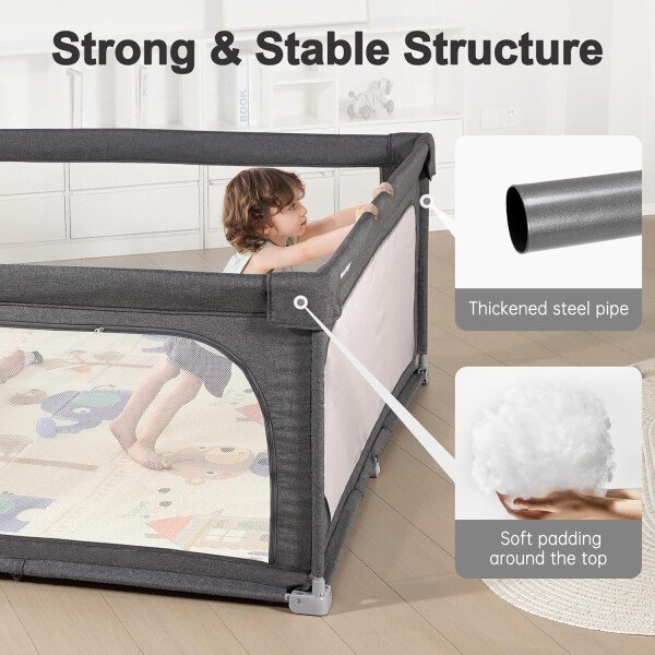 Doradotey - Corralito plegable para bebés de 1 a 3 años, tamaño y forma, recinto ajustable, 8 paneles, puerta desmontable de 79 x 71 pulgadas, gran patio para interiores, fácil de montar y limpiar - Imagen 73