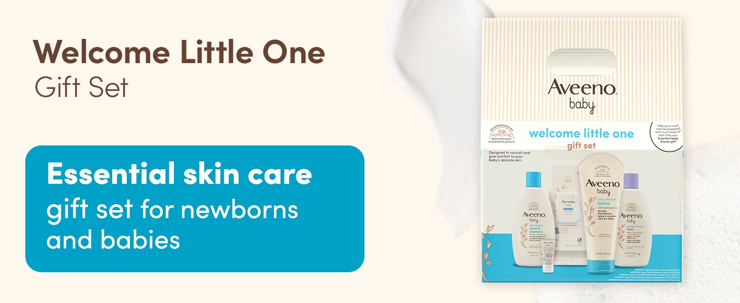 Welcome little one gift set. Essential skin care gift set for newborns and babies.