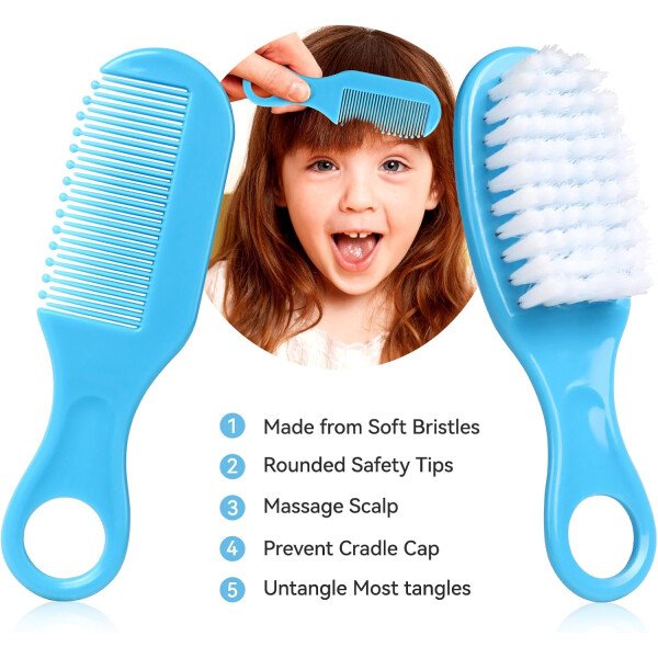 Kit de aseo para bebés, juego de cuidado de seguridad infantil con cepillo para el cabello, peine cortaúñas, aspirador nasal, kit esencial para bebés para niñas recién nacidas y niños - Image 2