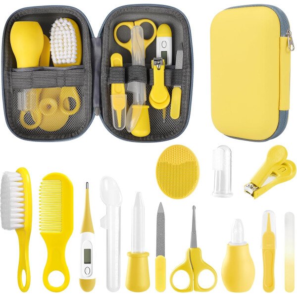 Kit de aseo para bebés, juego de cuidado de seguridad infantil con cepillo para el cabello, peine cortaúñas, aspirador nasal, kit esencial para bebés para niñas recién nacidas y niños - Image 7
