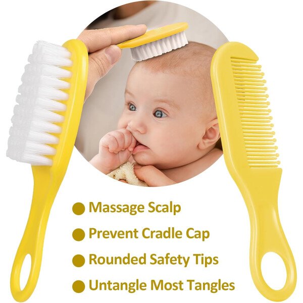 Kit de aseo para bebés, juego de cuidado de seguridad infantil con cepillo para el cabello, peine cortaúñas, aspirador nasal, kit esencial para bebés para niñas recién nacidas y niños - Image 8