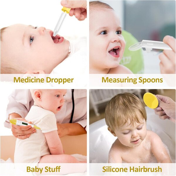 Kit de aseo para bebés, juego de cuidado de seguridad infantil con cepillo para el cabello, peine cortaúñas, aspirador nasal, kit esencial para bebés para niñas recién nacidas y niños - Image 11