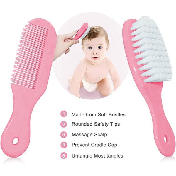Kit de aseo para bebés, juego de cuidado de seguridad infantil con cepillo para el cabello, peine cortaúñas, aspirador nasal, kit esencial para bebés para niñas recién nacidas y niños - Image 15