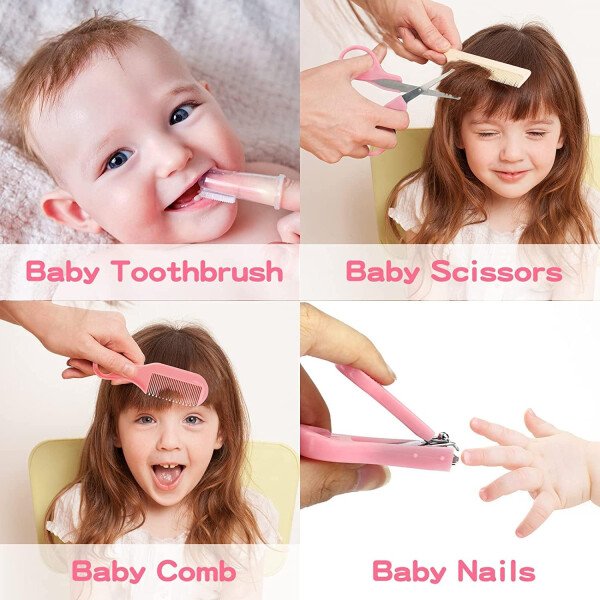Kit de aseo para bebés, juego de cuidado de seguridad infantil con cepillo para el cabello, peine cortaúñas, aspirador nasal, kit esencial para bebés para niñas recién nacidas y niños - Image 19