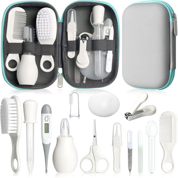 Kit de aseo para bebés, juego de cuidado de seguridad infantil con cepillo para el cabello, peine cortaúñas, aspirador nasal, kit esencial para bebés para niñas recién nacidas y niños - Image 20