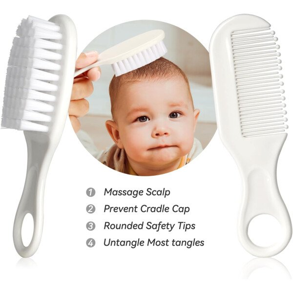 Kit de aseo para bebés, juego de cuidado de seguridad infantil con cepillo para el cabello, peine cortaúñas, aspirador nasal, kit esencial para bebés para niñas recién nacidas y niños - Image 21